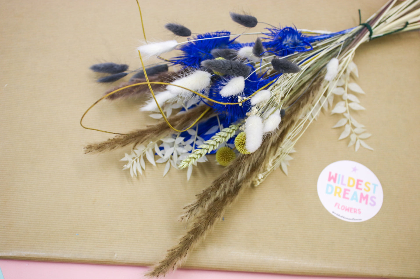 Navy and Yellow Dried Flower Bouquet