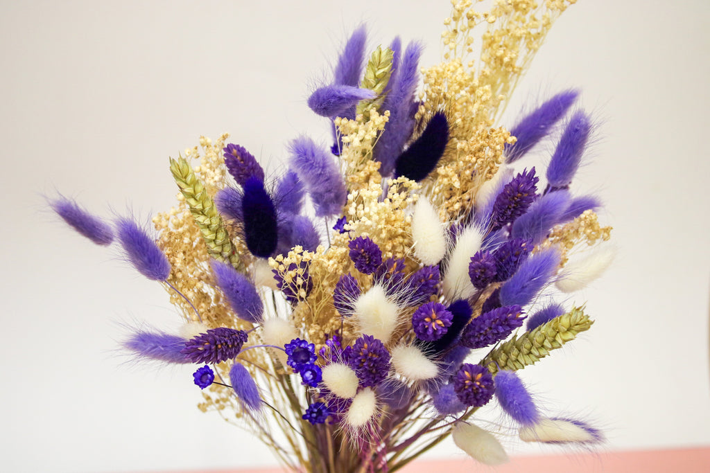 White & Purple Dried Flower Bouquet - Magic and Stars -Dried Flowers-Wildest Dreams Flowers 