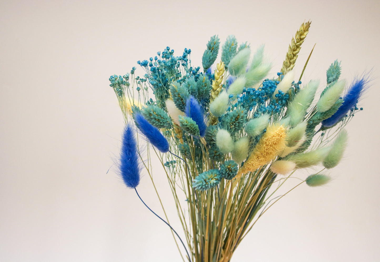 Dried Flower Bouquet in Light Blue and White