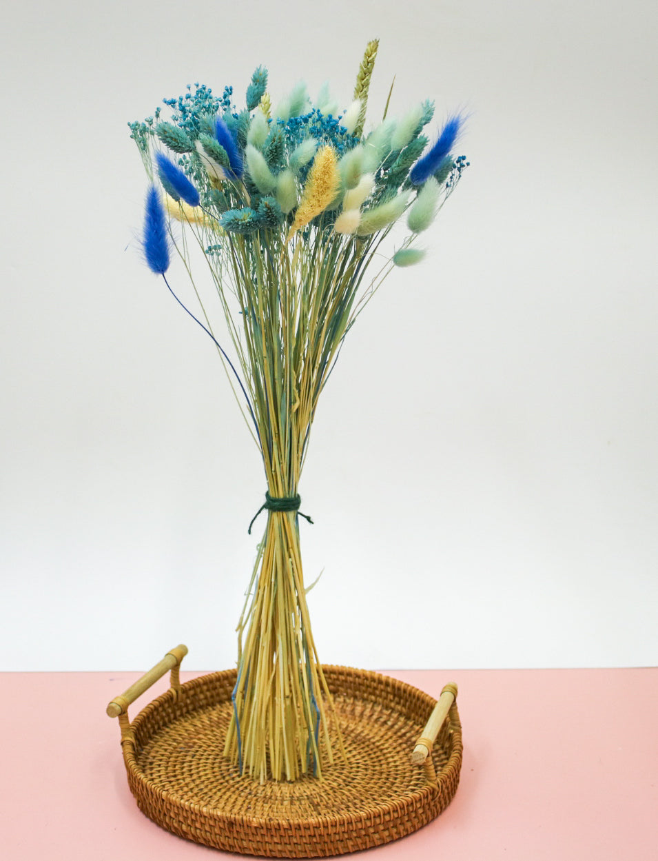 Dried Flower Bouquet in Light Blue and White