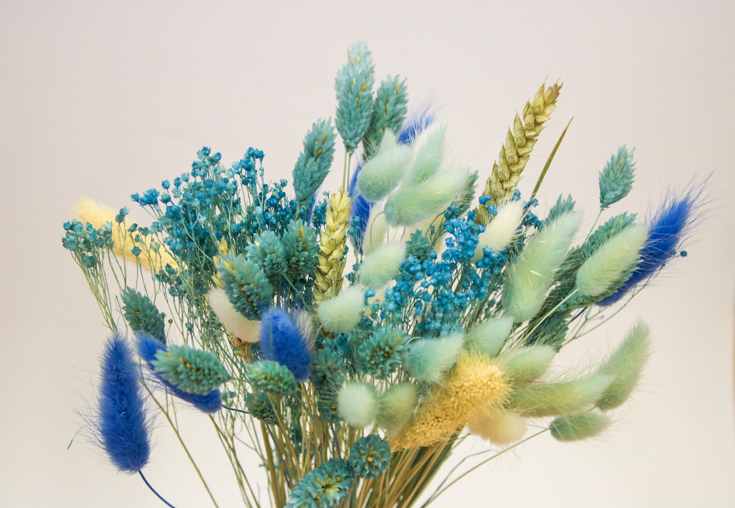 Dried Flower Bouquet in Light Blue and White