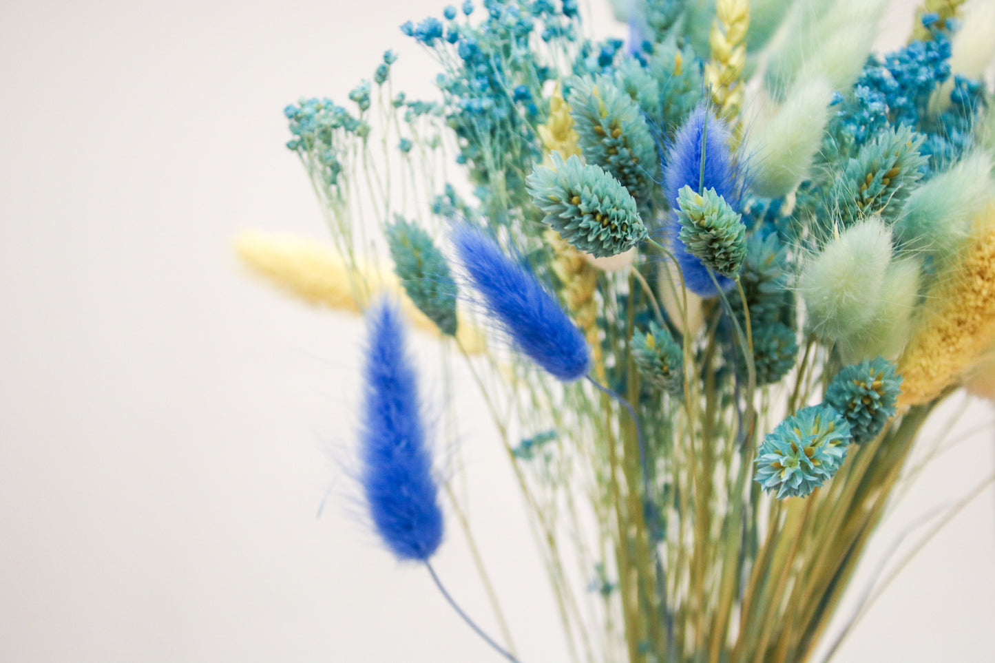 Dried Flower Bouquet in Light Blue and White