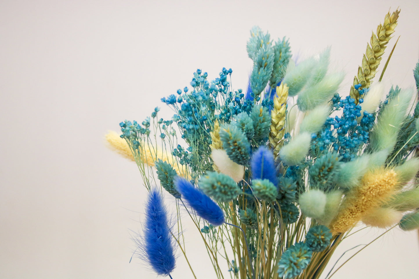 Dried Flower Bouquet in Light Blue and White