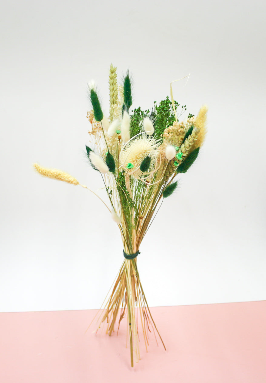 Dried flowers Bouquet Green & White