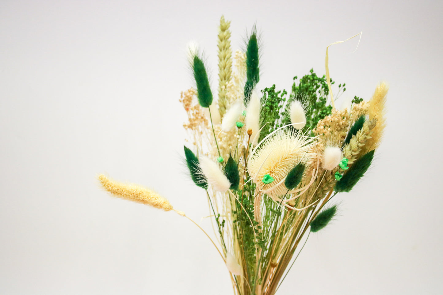 Dried flowers Bouquet Green & White