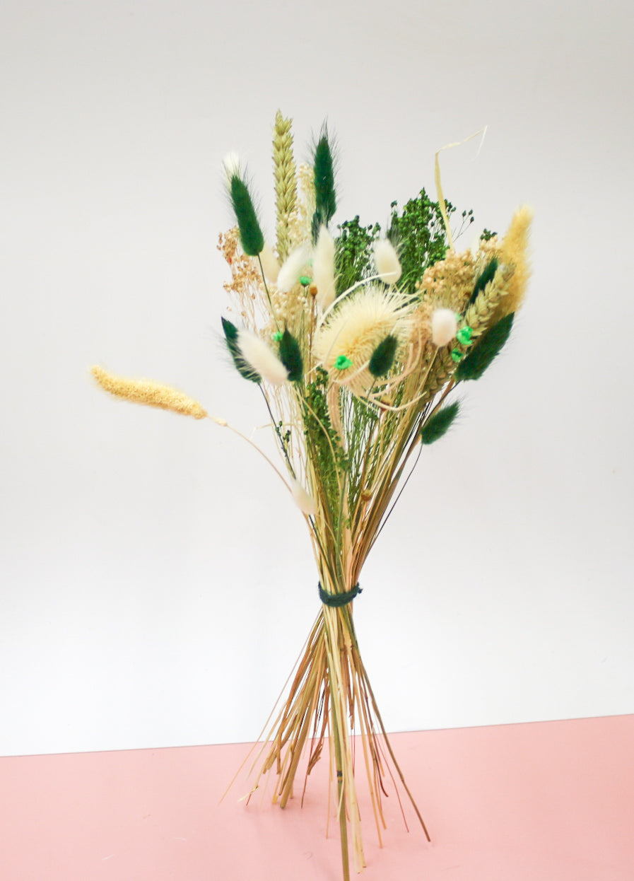 Dried flowers Bouquet Green & White