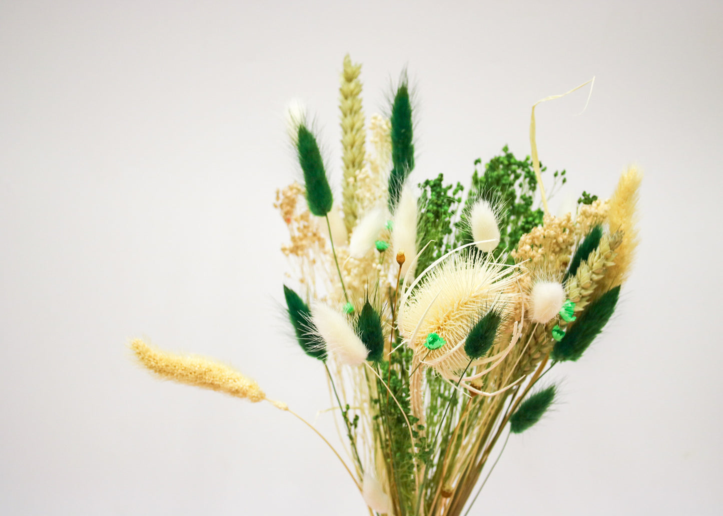 Dried flowers Bouquet Green & White