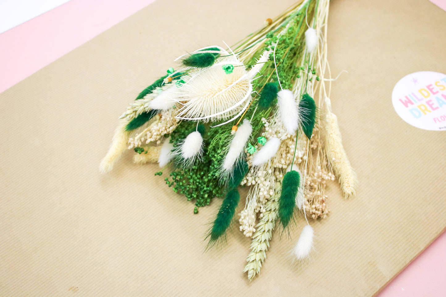 Dried flowers Bouquet Green & White