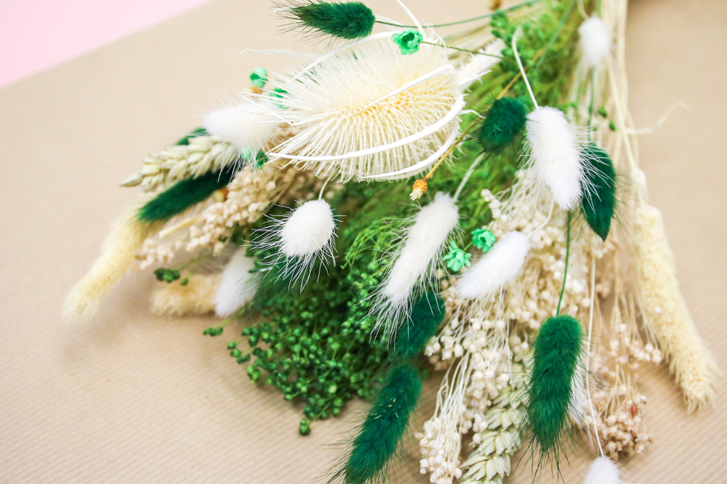 Dried flowers Bouquet Green & White