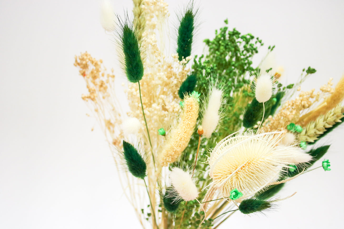 Dried flowers Bouquet Green & White