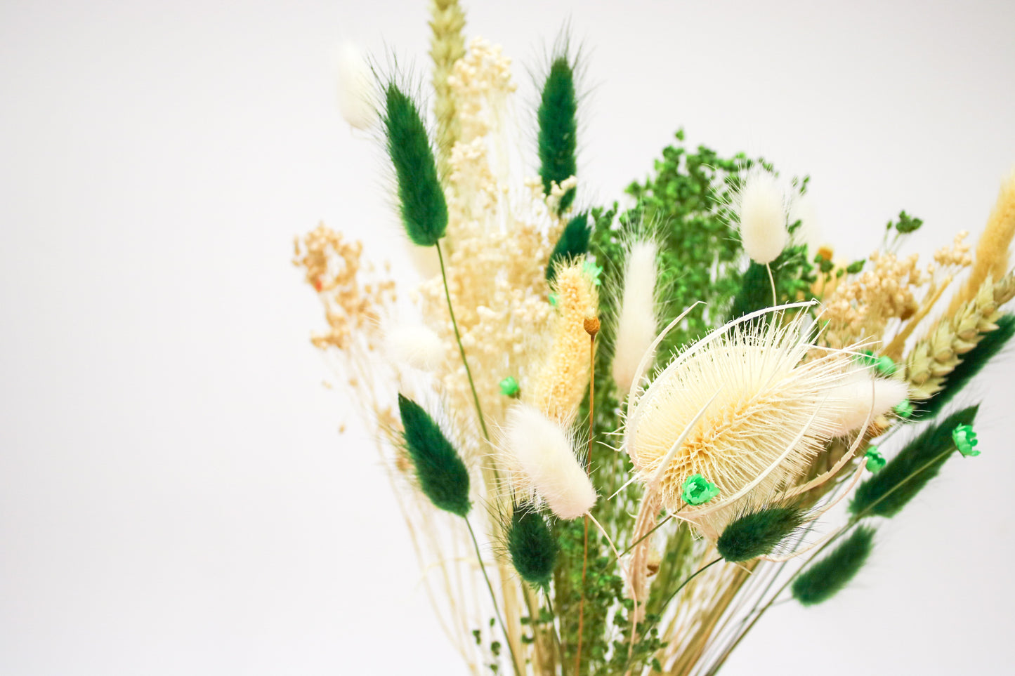 Dried flowers Bouquet Green & White