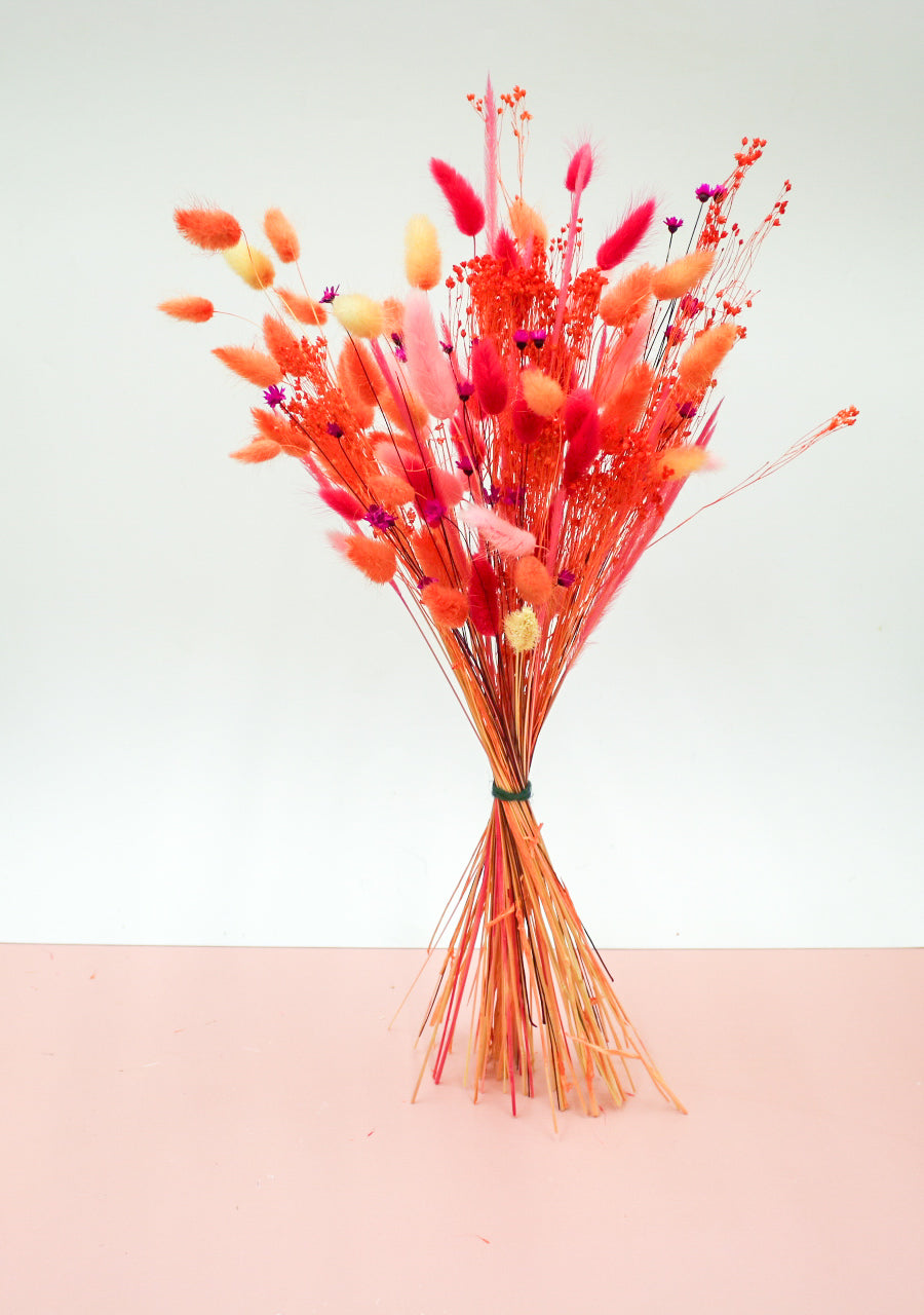 Orange & Pink Dried Flower Bouquet