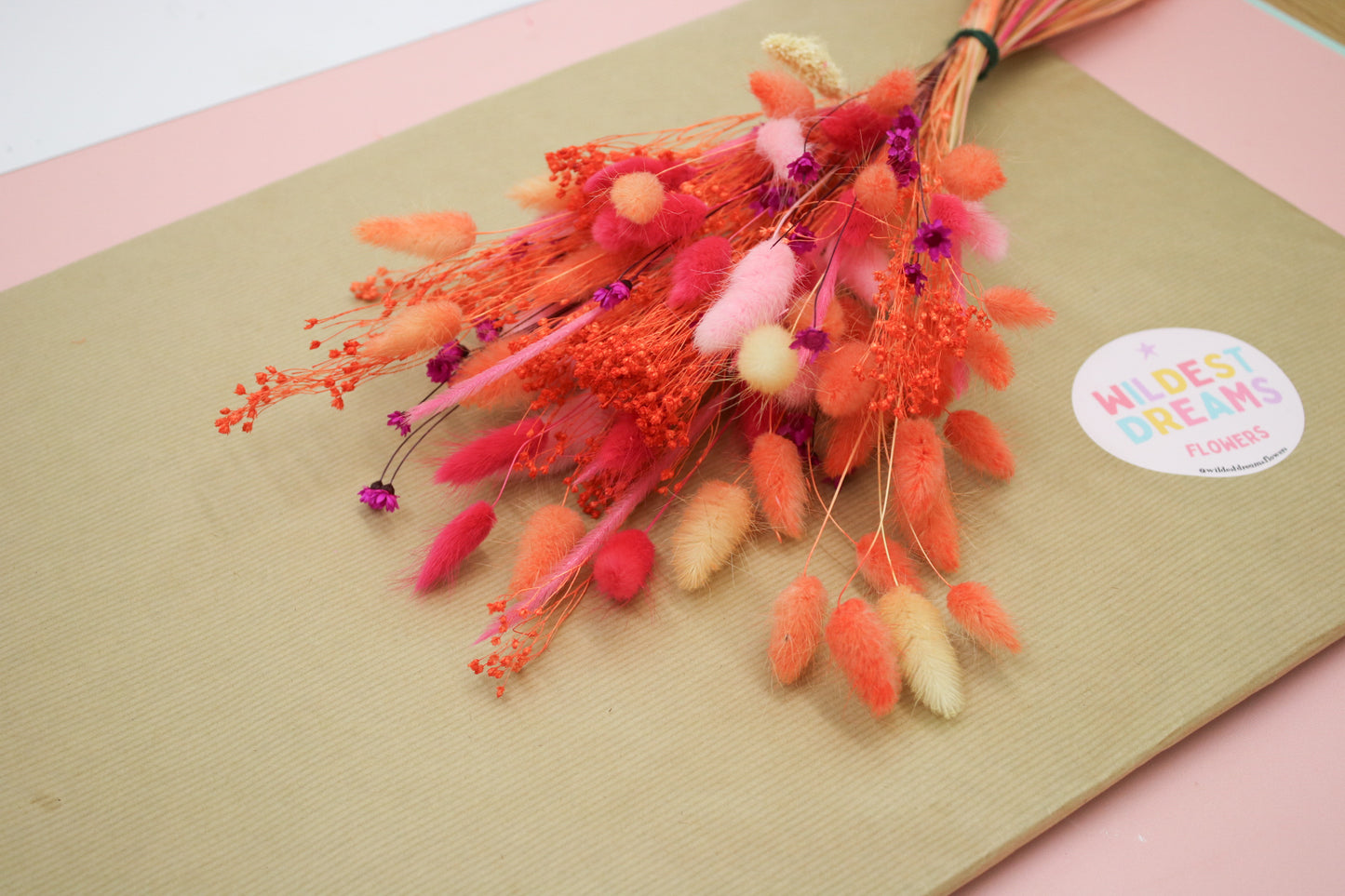 Orange & Pink Dried Flower Bouquet