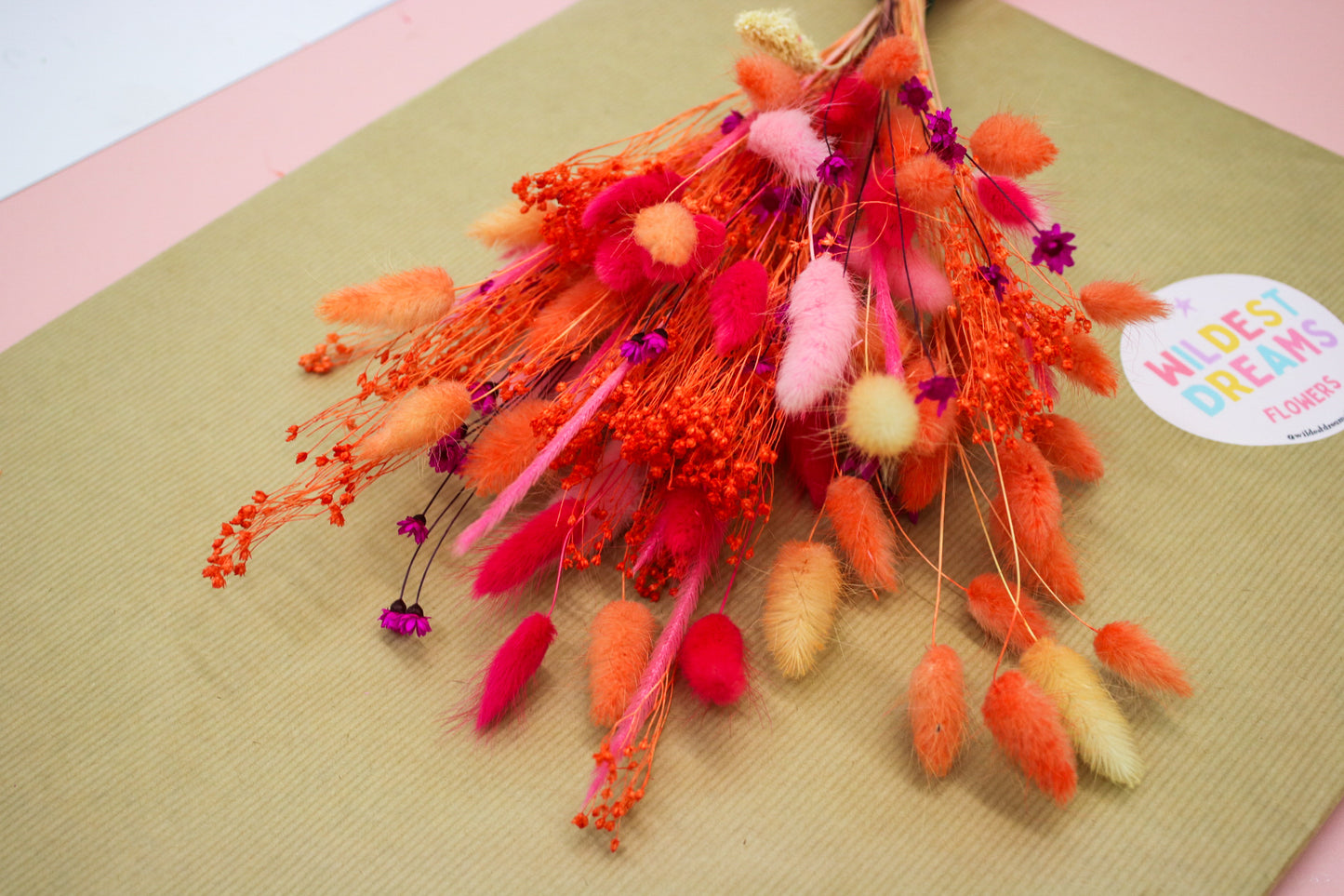 Orange & Pink Dried Flower Bouquet