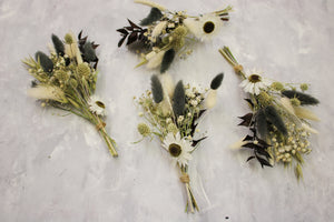 Mixed Black and White Dried Flower Buttonhole - Wildest Dreams Flowers --Wildest Dreams Flowers 