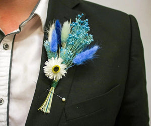 Dried Blue Flower Buttonhole Boutonniere - Magic and Stars --Wildest Dreams Flowers 