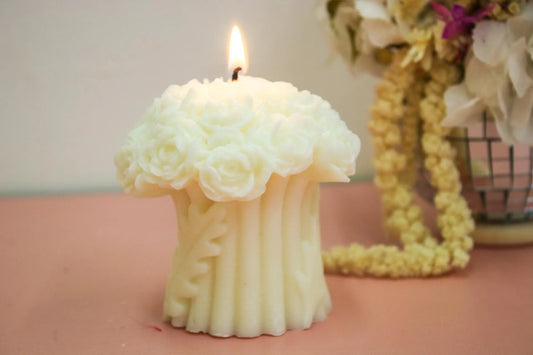Rose Candle with Roses | Floral Candle Scented Rose Candle