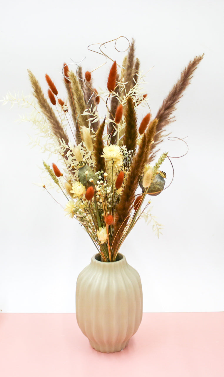 Large fluffy pampas boho bouquet with dried pampas grass, wildflowers, and dried greenery. Perfect for weddings, events, or as a statement piece for home decor.