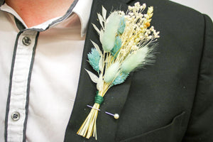 Light Blue Dried Flower Buttonholes