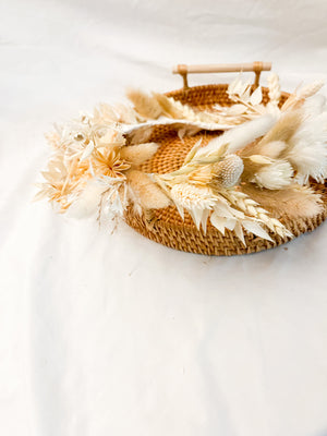 Boho Natural Dried Flower Crown with Pampas Grass – Handmade Floral Headpiece