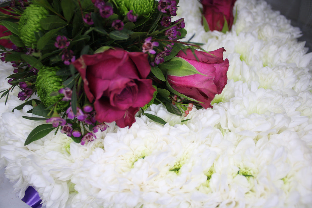 Solid Heart Funeral Tribute – Personalized Floral Heart Arrangement - Magic and Stars -funeral Flowers-Wildest Dreams Flowers