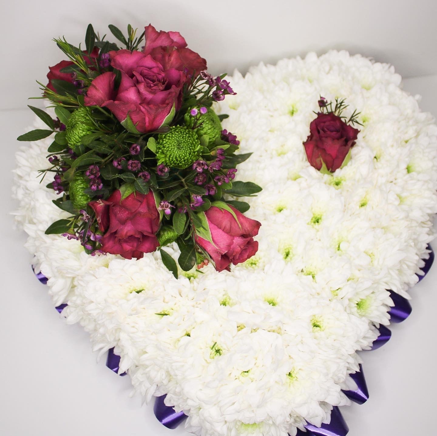 Solid Heart Funeral Tribute – Personalized Floral Heart Arrangement