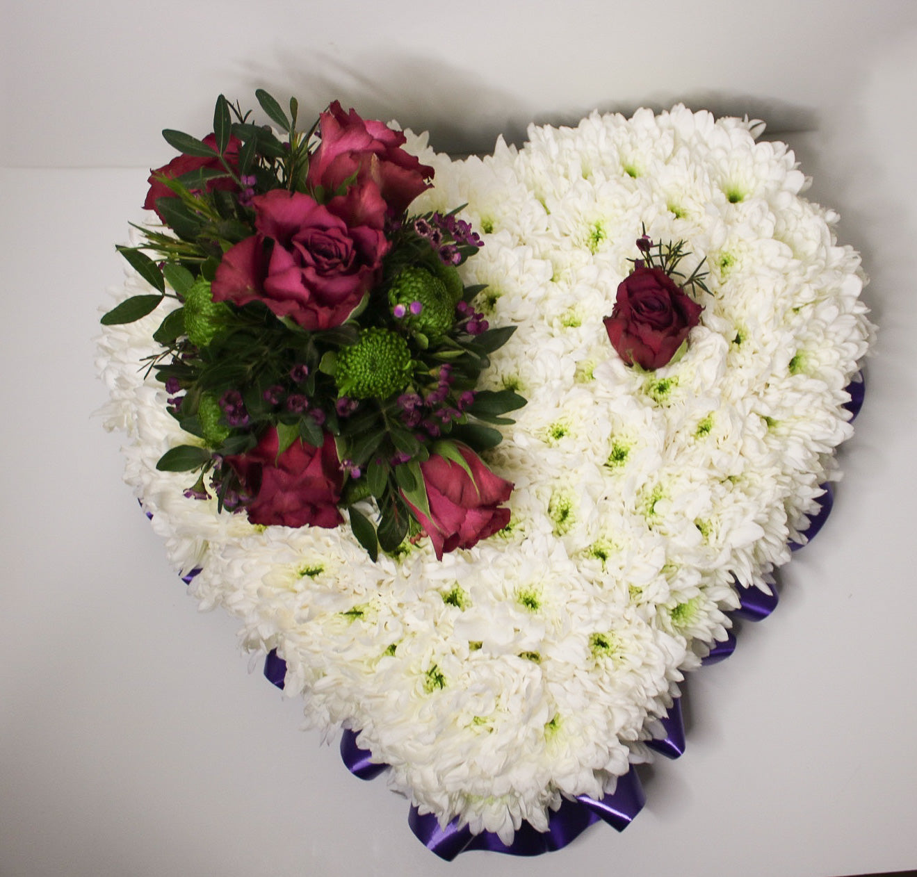 Solid Heart Funeral Tribute – Personalized Floral Heart Arrangement